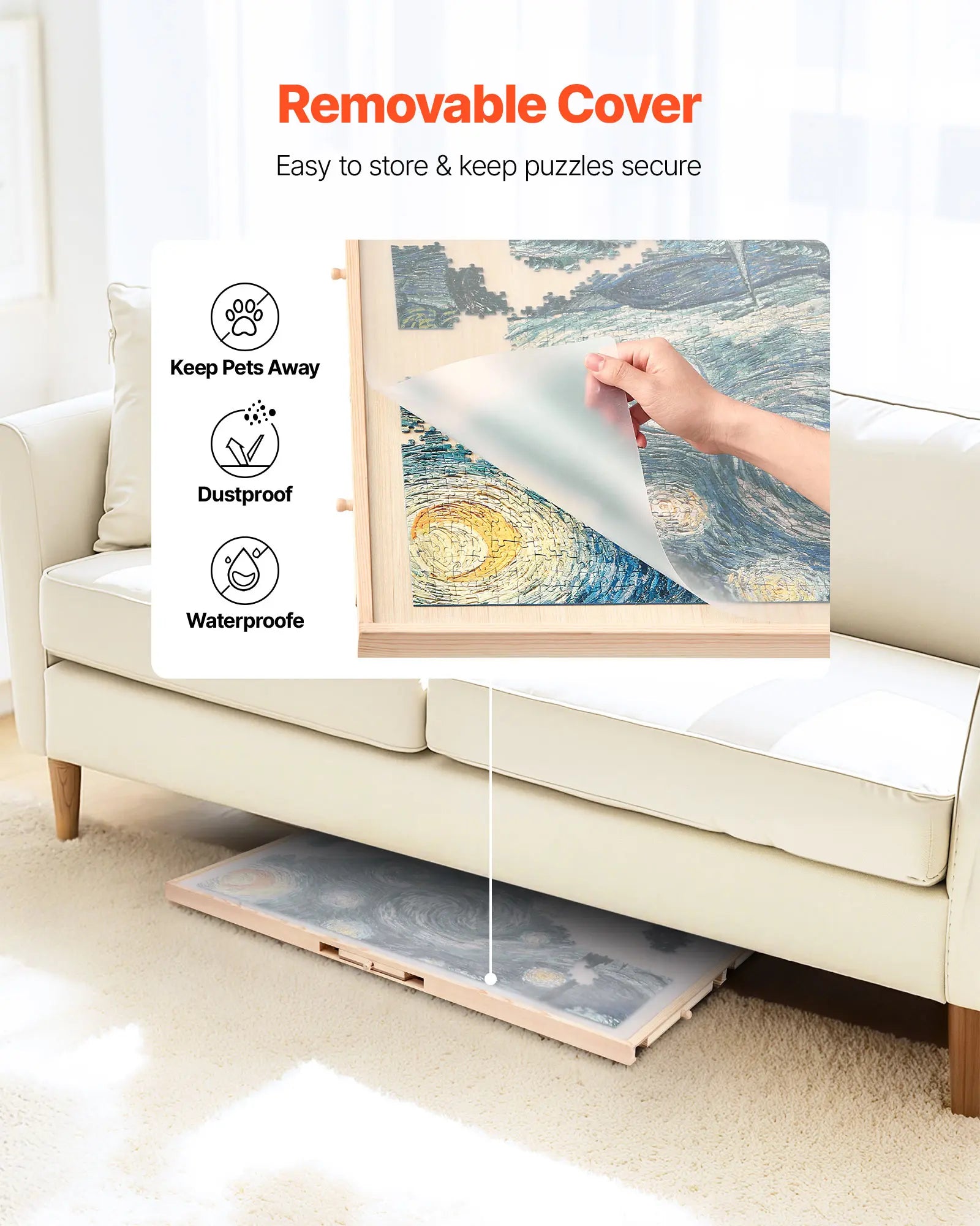 1500 Piece Rotating Puzzle Board with 5 Drawers and Cover. Jigsaw Puzzle Wooden Table