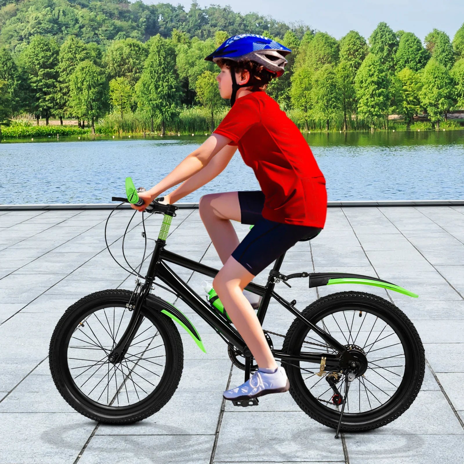 20 Inch Mountain Bike - 7 Speeds - Kids Bicycle. Dual Brakes, Adjustable, Kettle & Mudguard.