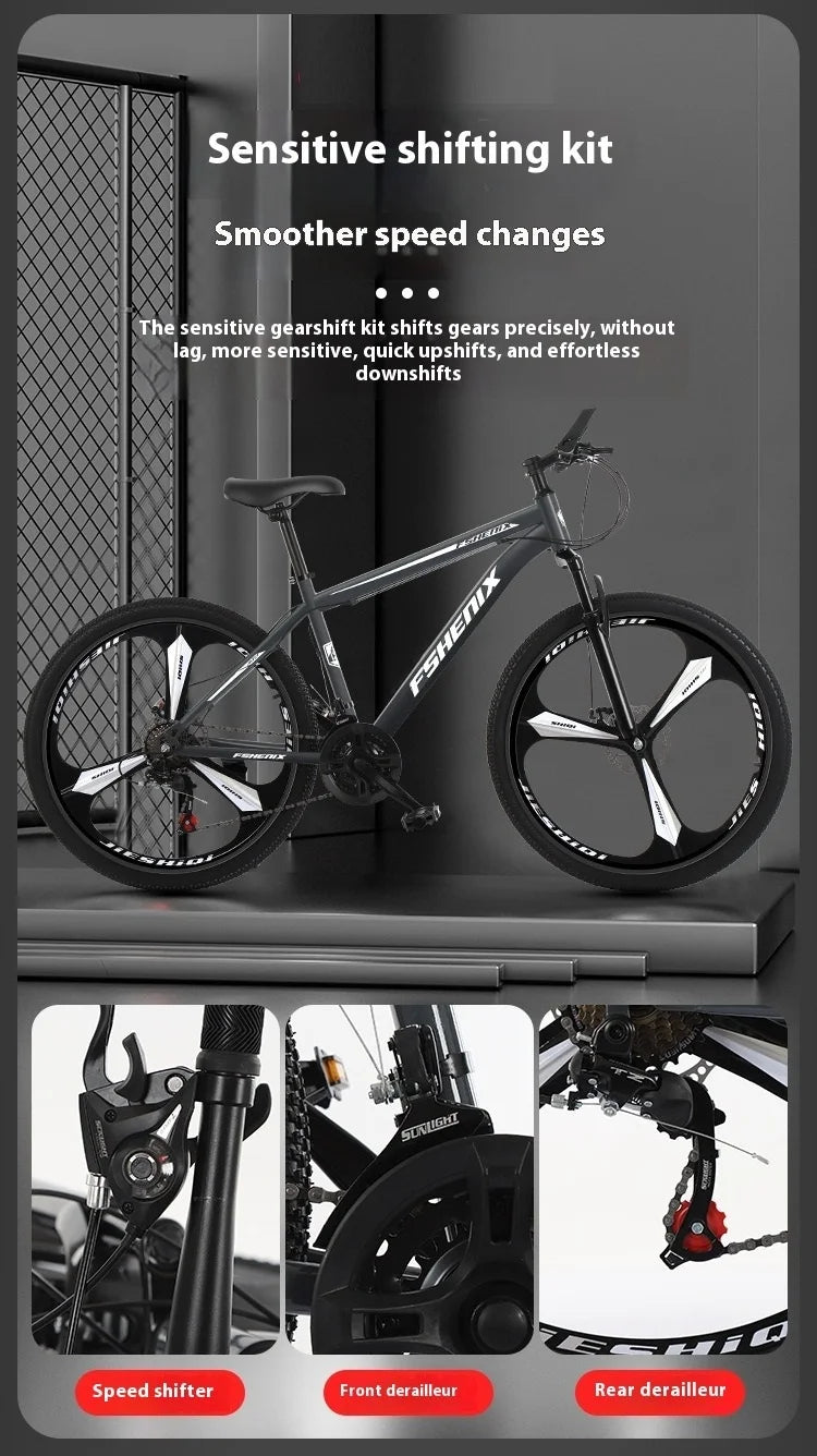 wholesale mountain bikes, 24-inch and 26-inch, shock-absorbing, 21-speed off-road bikes.