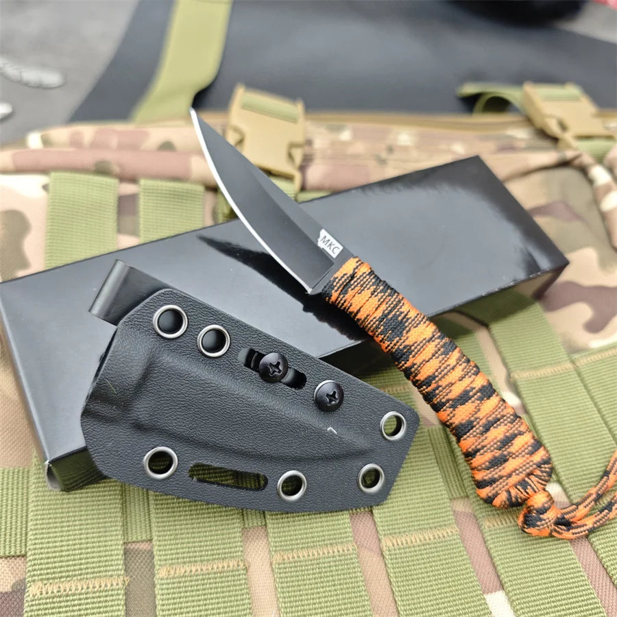 Fixed Blade Knife, Nylon Rope Handle, Nylon Sheath, Hunting, Fishing .