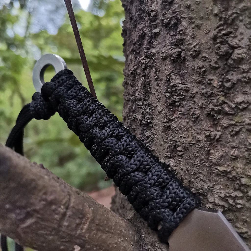 High carbon S.S. Fixed Blade Knife With Sheath And Cord.