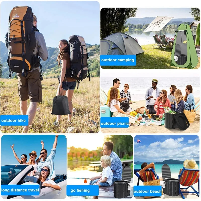 GAZILY Foldable Camping Toilet Set With Privacy Tent.