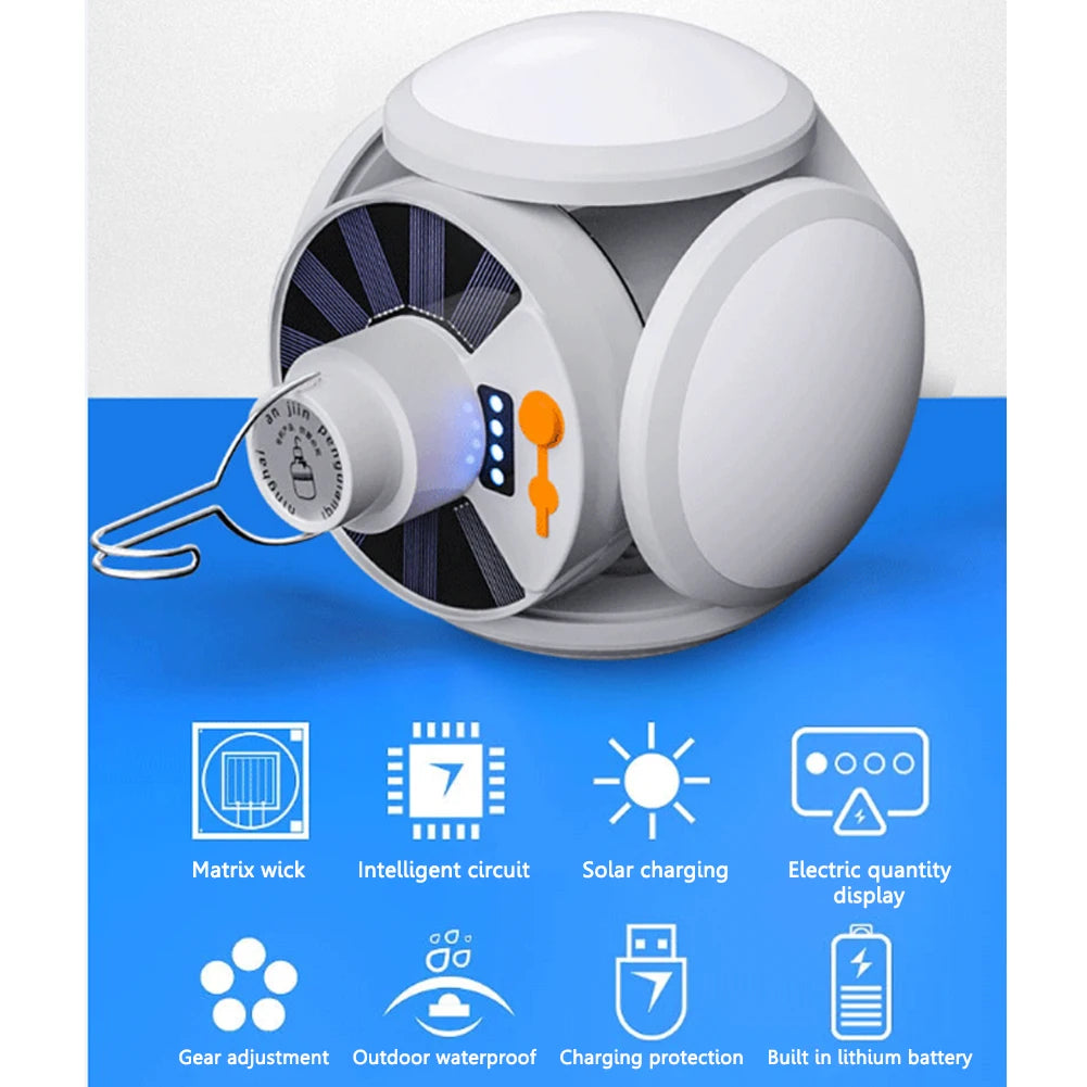 LED Solar Camping Light Bulb. Rechargeable, Portable Lantern.