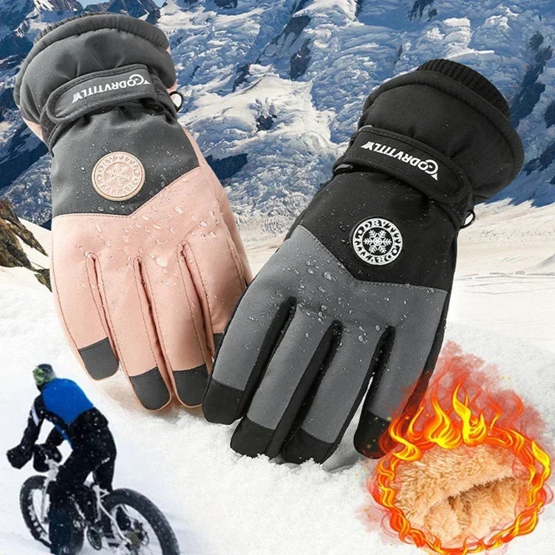 Unisex Snowboard- Ski Gloves. PU Leather- Non-slip. Touch Screen- Waterproof.