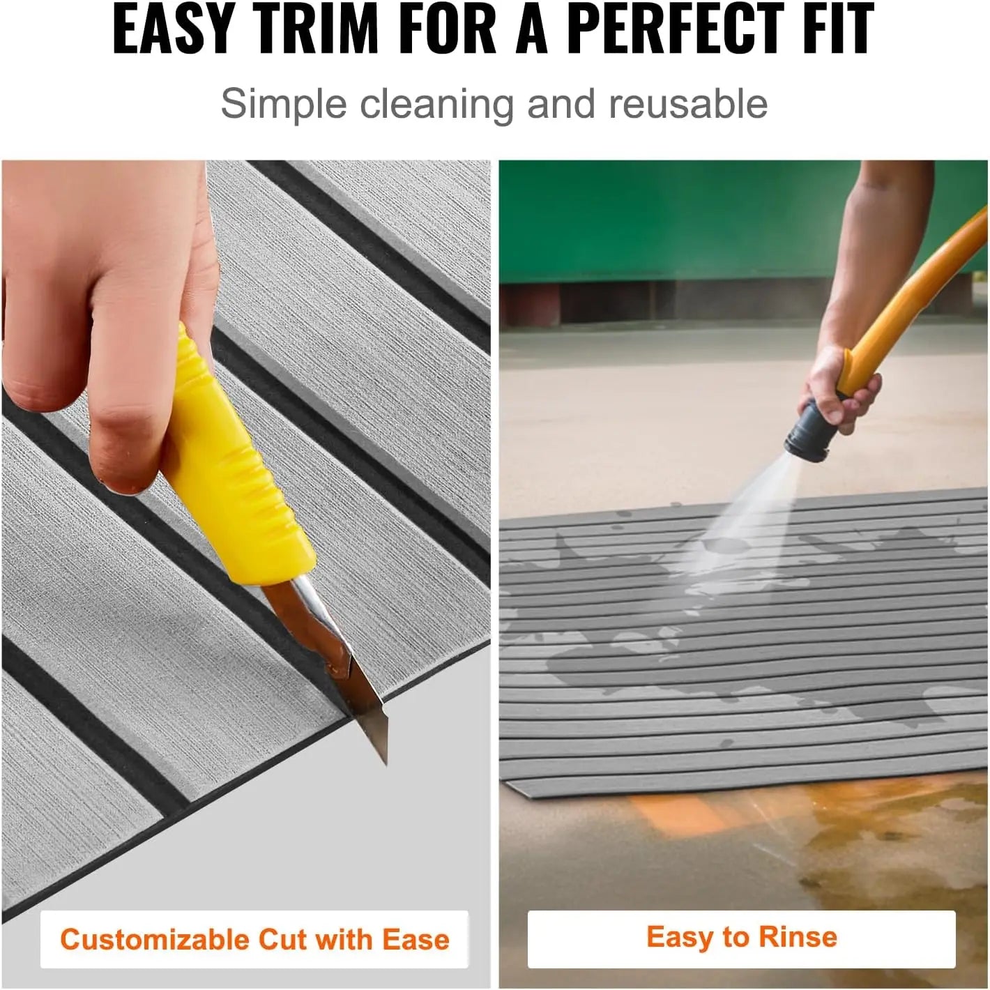 3 Sizes, Self-Adhesive EVA Foam Decking Sheet. Faux Teak.