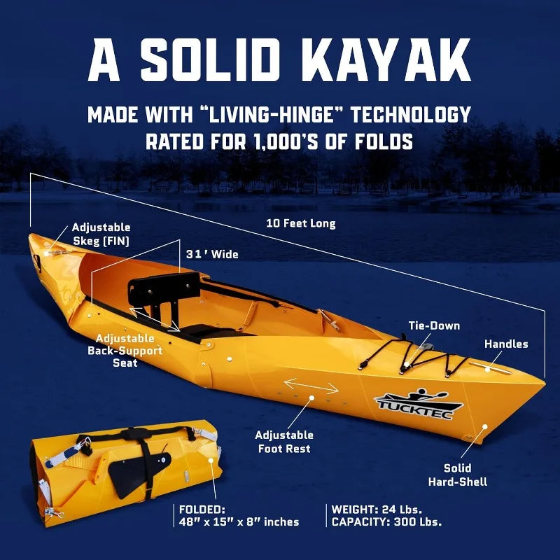 Tucktec 10' PRO Foldable Kayak. Portable Kayak for Adults - Made in USA.