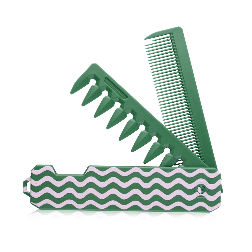 New 2 In 1 Folding Combs. Plastic Wide Tooth, Oil Head Comb. Beard, Hair Styling Tools.