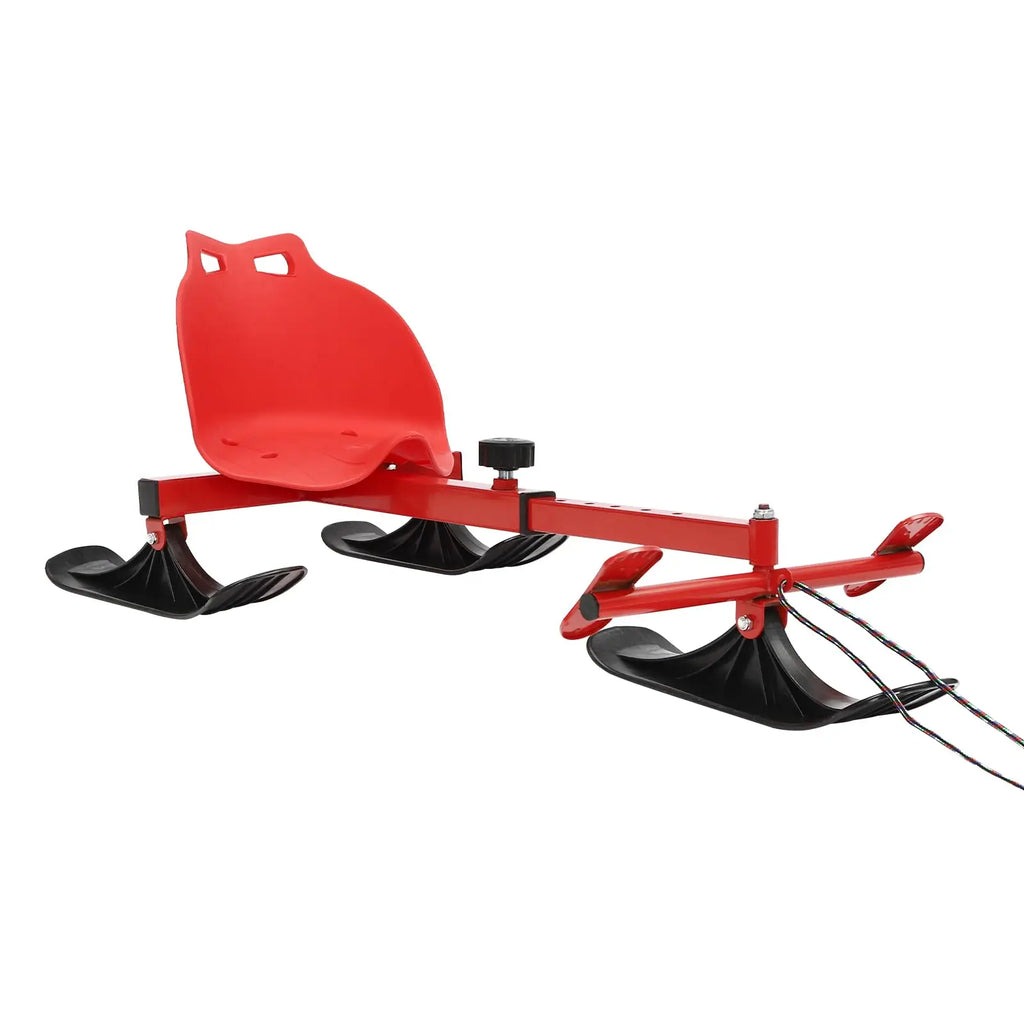 Snow Racer Sled, Ski Slider with Long Pull Rope, 2 Modes & Adjustable Length - Ages 3 and Up.