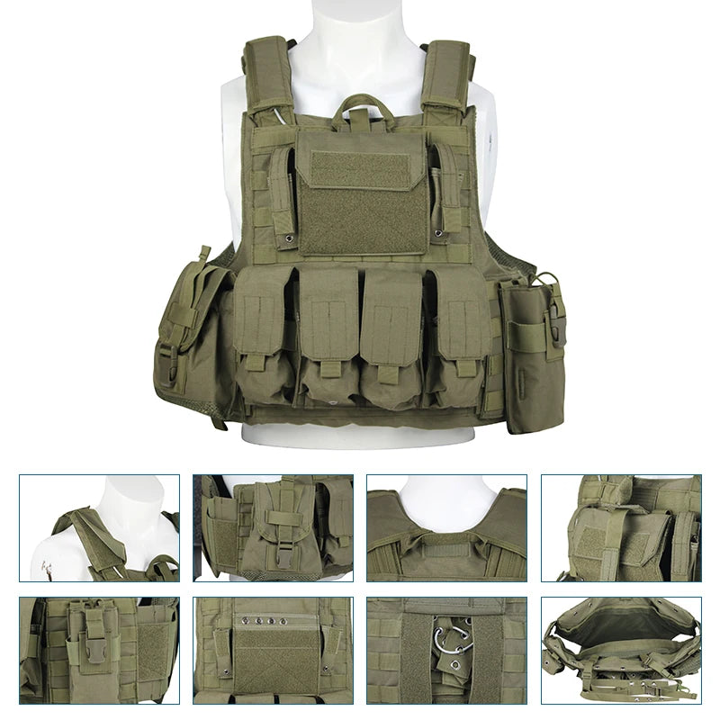 Tactical Vest. Body Armor. Plate Carrier. Multi Pockets.