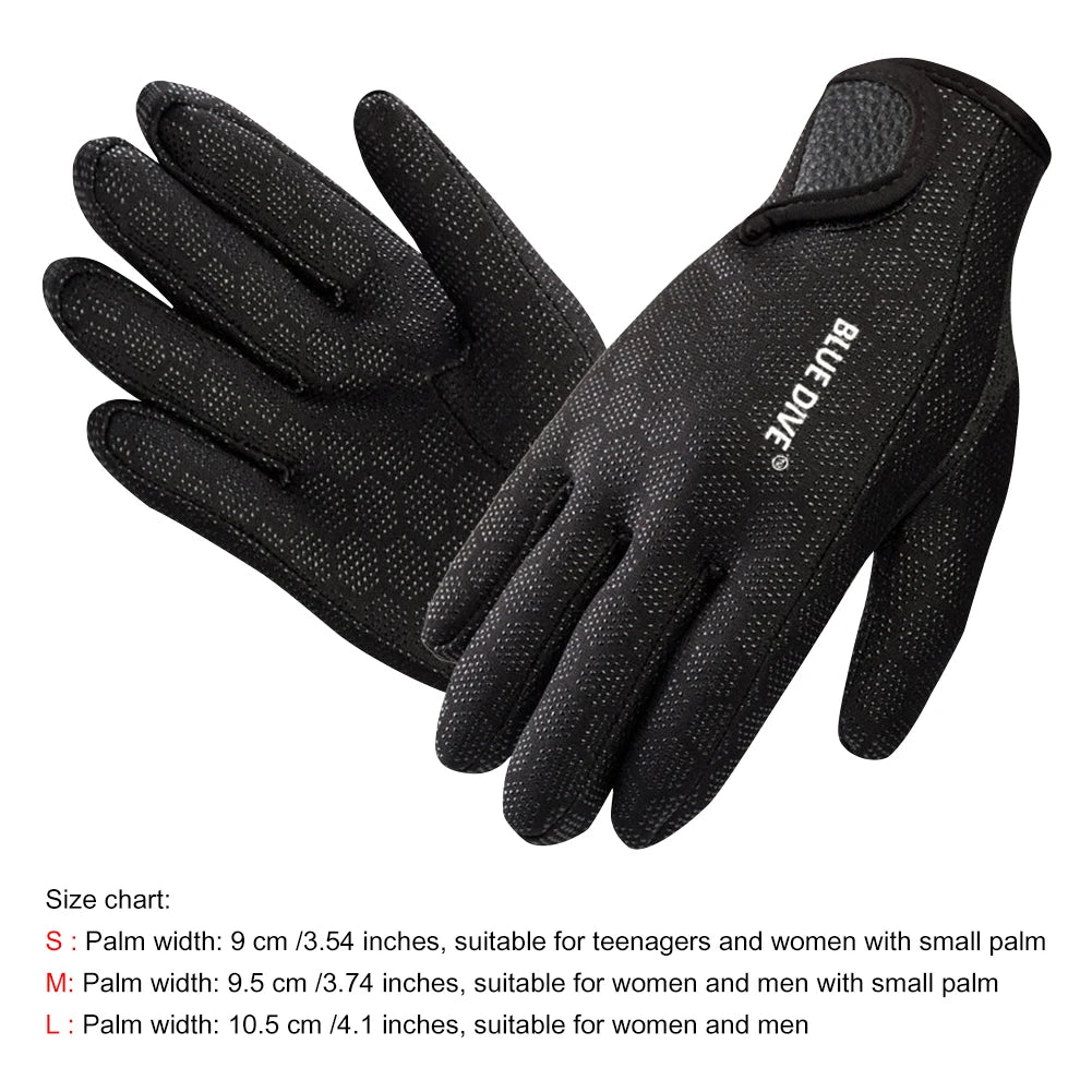 1.5mm - Anti Slip - Five Finger - Warm Wetsuit - Spearfishing Gloves.