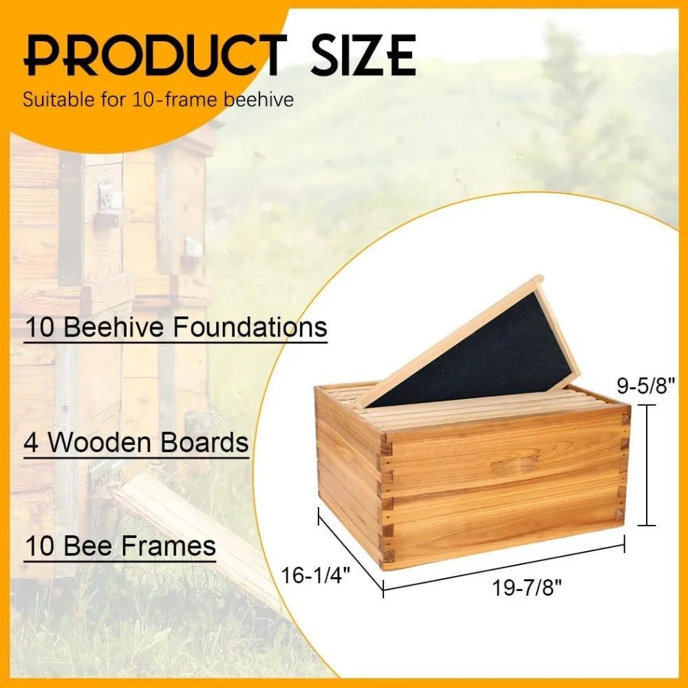 10 Frame Bee Hives, Hive Include 2 Deep Bee Box 2 Medium Beehive Box With Bee Frames And Wax Foundation.