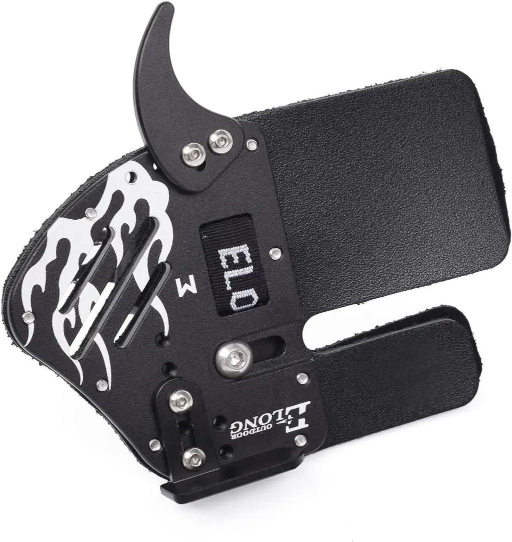 Recurve Bow Finger Tab. Genuine Leather + Aluminum Protective Gear for Right Hand.