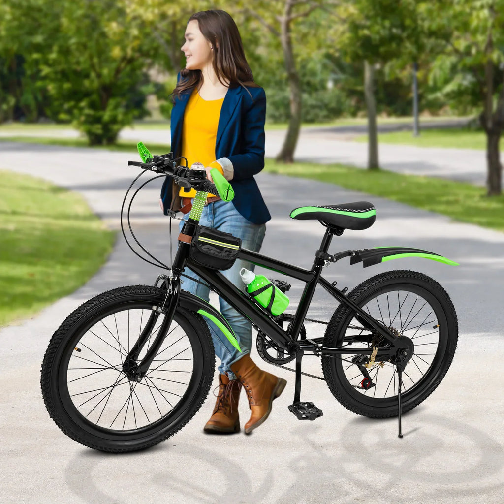 20 Inch Mountain Bike - 7 Speeds - Kids Bicycle. Dual Brakes, Adjustable, Kettle & Mudguard.