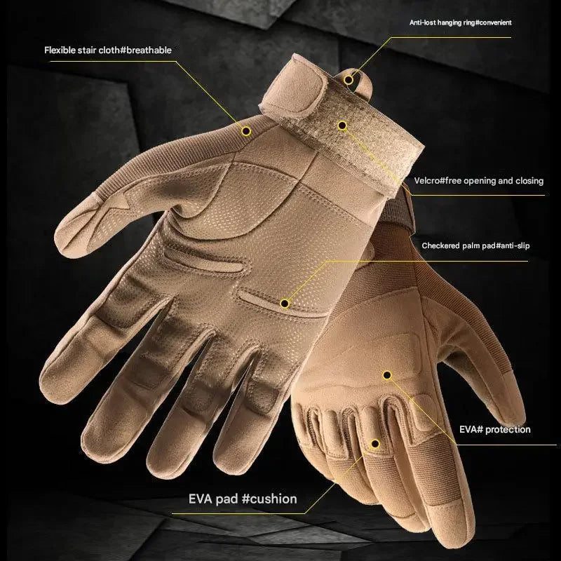 Winter Warm Tactical Gloves, Men's Rubber Shell Protection. Thickened All Finger Touch Screen.