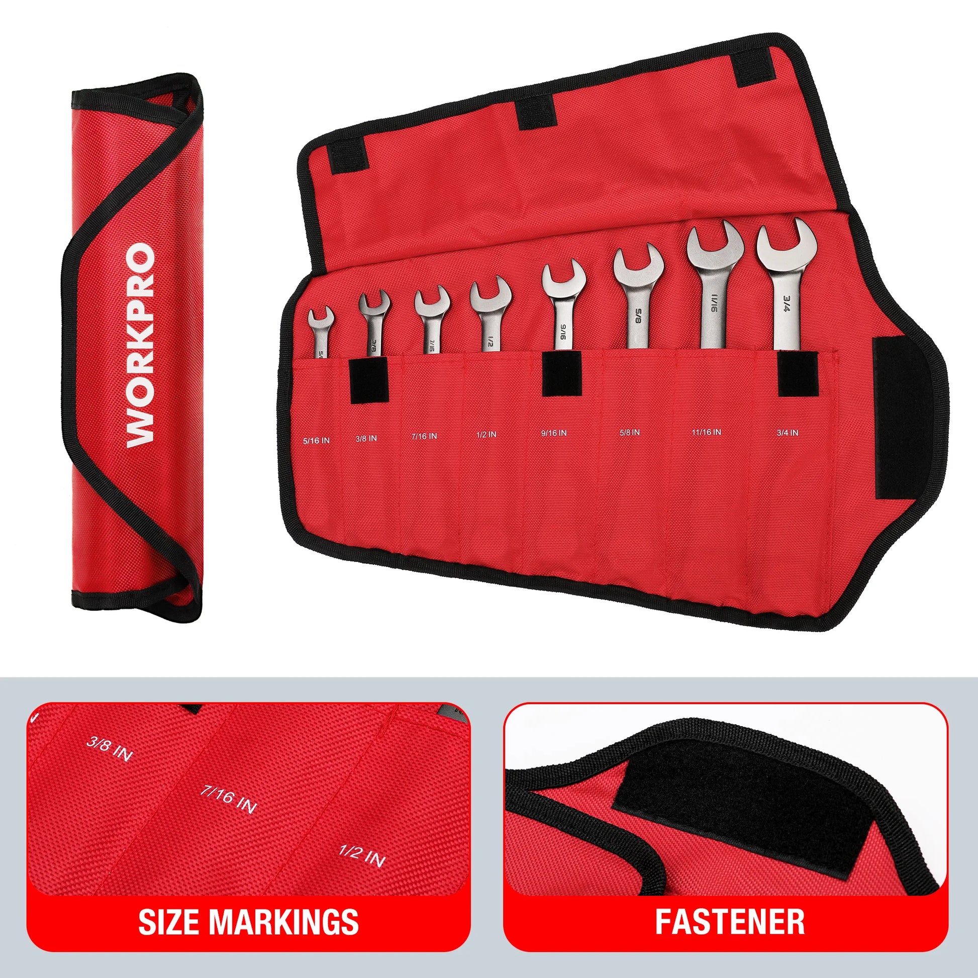 WORKPRO 8pcs - Flex-Head - Ratcheting - Combination Wrench Set. SAE 5/16-3/4 In.