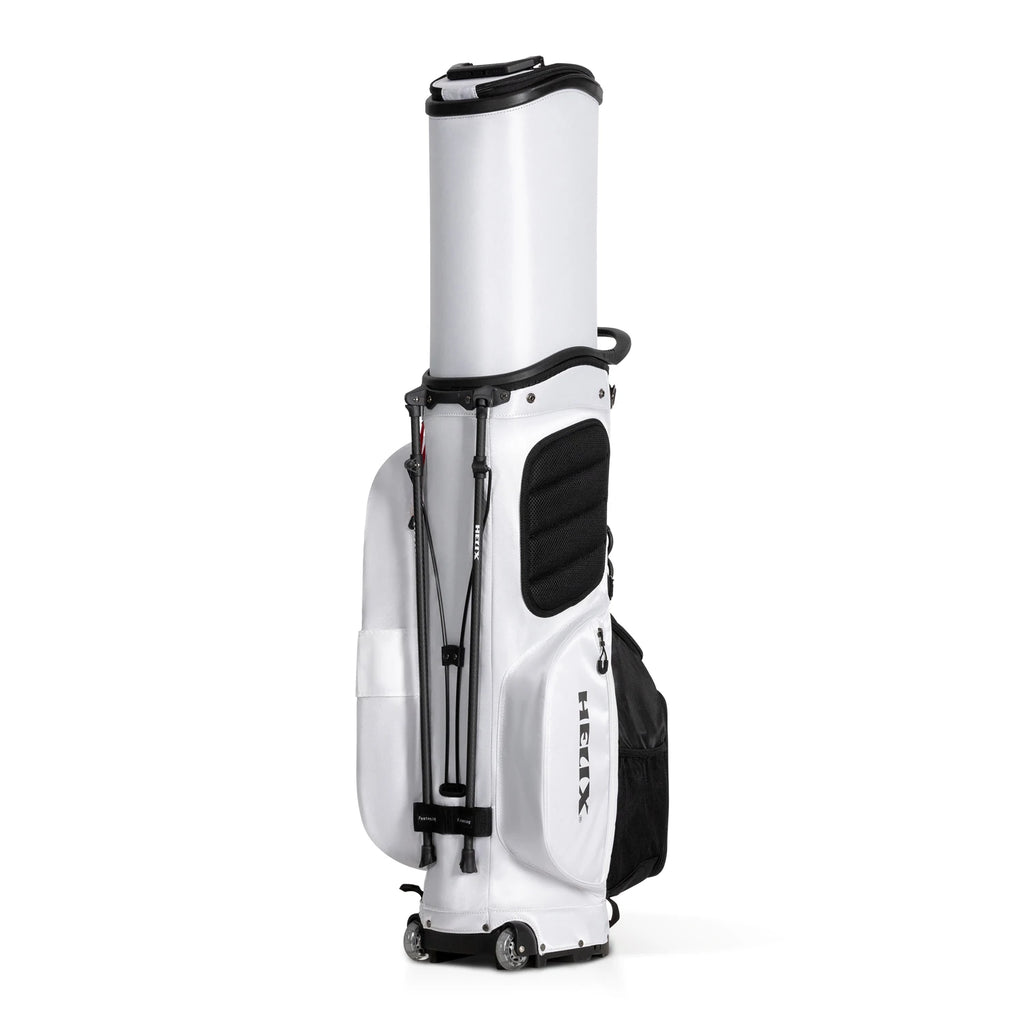 HELIX Golf Stand Bag with Retractable Top Cover and Wheels Easy for Travel and Daily Use. 6 Way Divider.