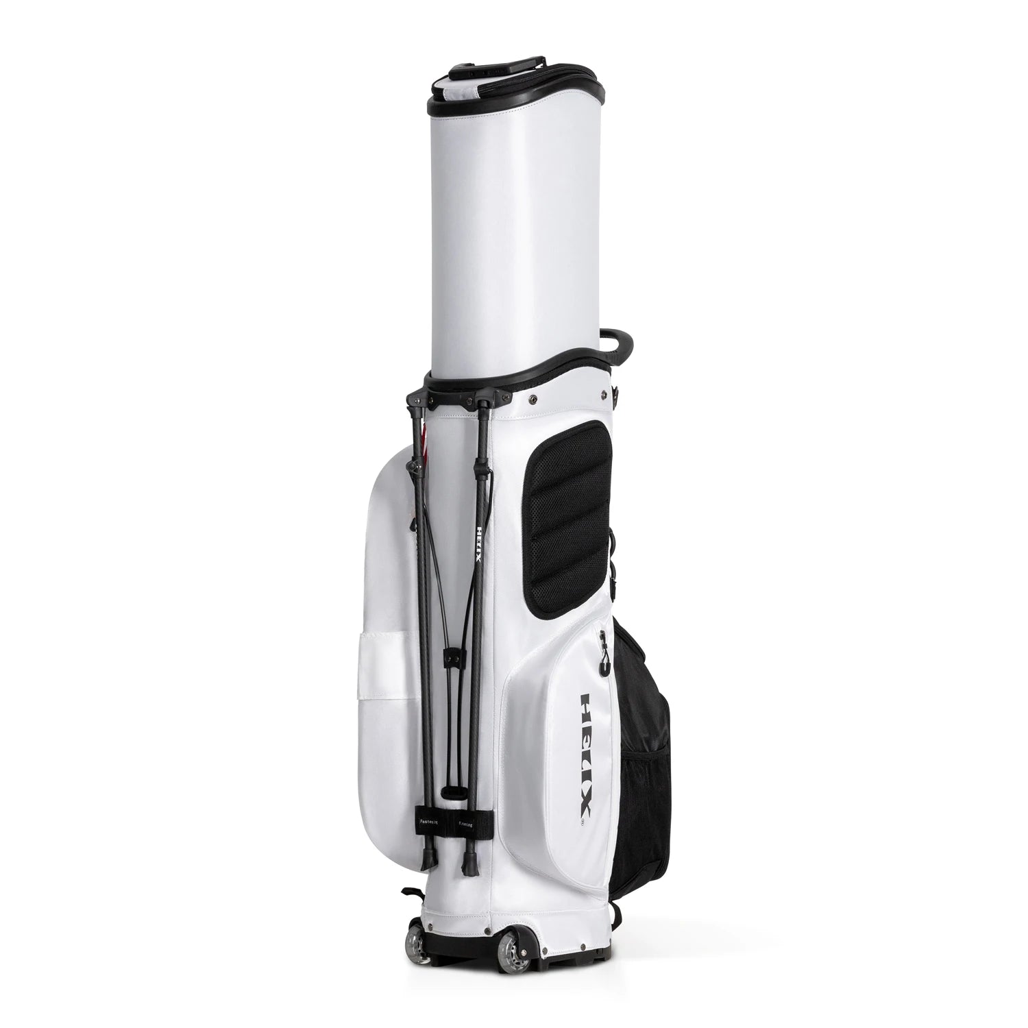 HELIX Golf Stand Bag with Retractable Top Cover and Wheels Easy for Travel and Daily Use. 6 Way Divider.