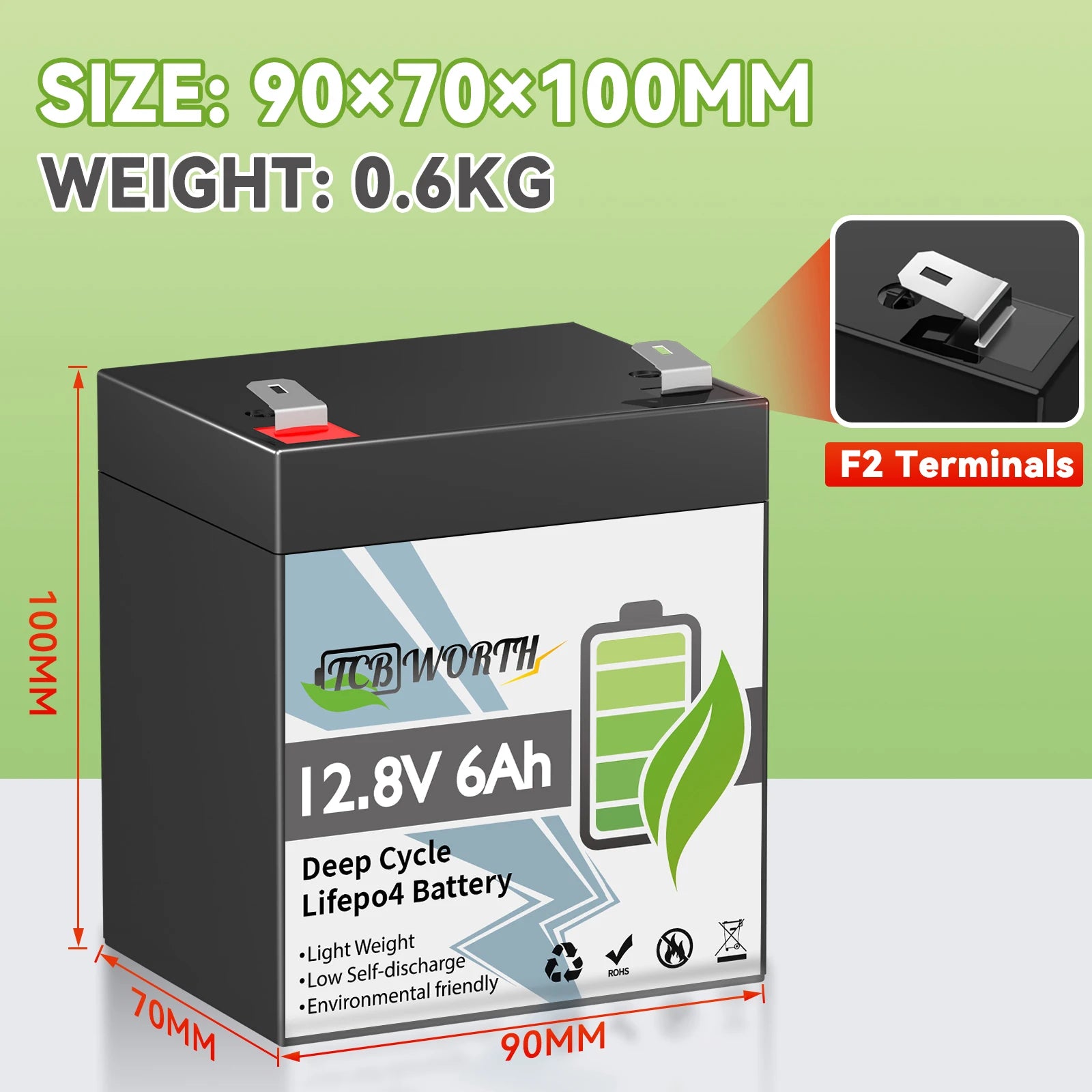 12V 6Ah Lithium Battery,3000+ Cycles, Rechargeable ,Lighting, ,Fish Finder, 2Pack.