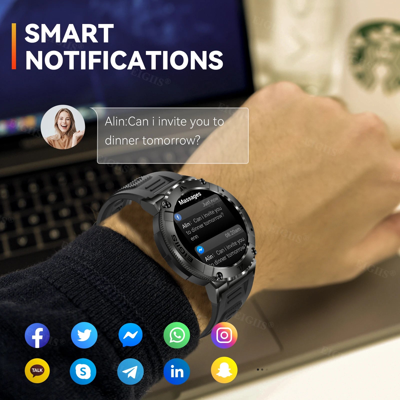 LaNikar Smart Watch, TFT Display, Bluetooth, Call, Blood Pressure, Health Monitor, Custom Dial, Waterproof.