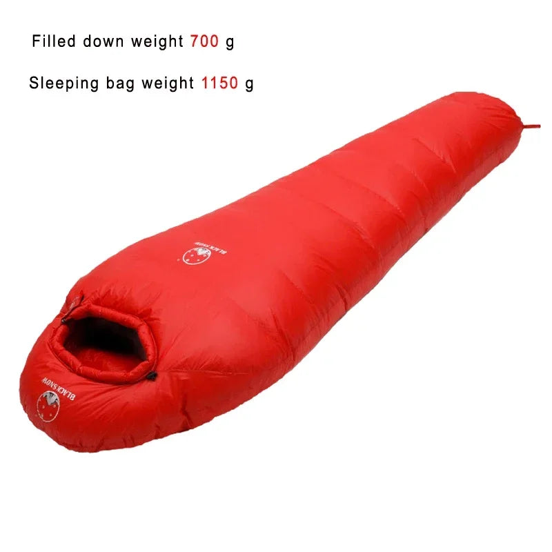 White Goose Down Adult Mummy Style Sleeping Bag. Winter, 4 Thicknesses.