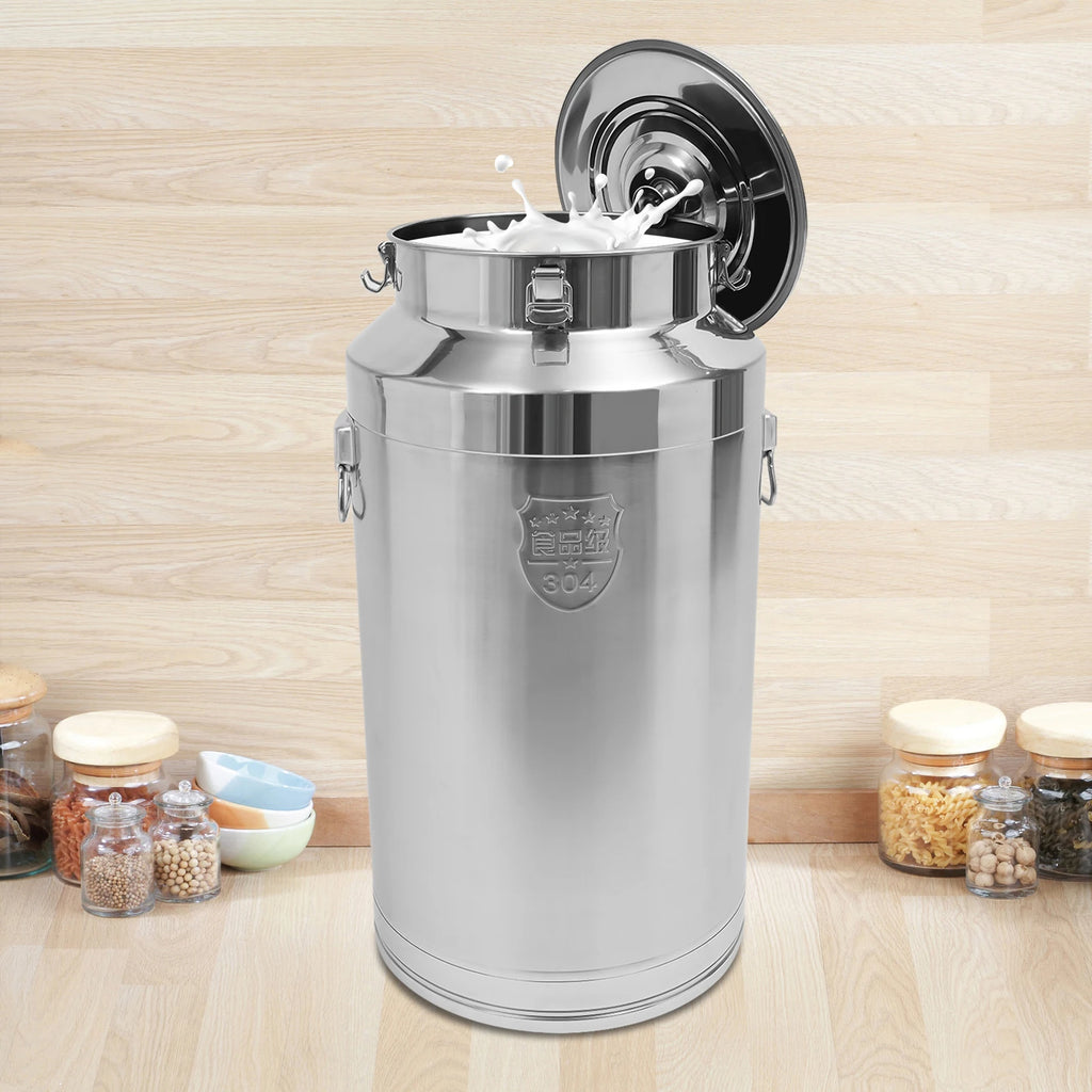 88L/23.25Gal 304 Stainless Steel Milk Can, Wine Pail, Oil, Milk Tote Jug with Leak-Proof Seal Lid.