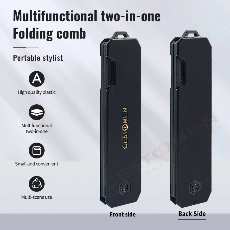 New 2 In 1 Folding Combs. Plastic Wide Tooth, Oil Head Comb. Beard, Hair Styling Tools.