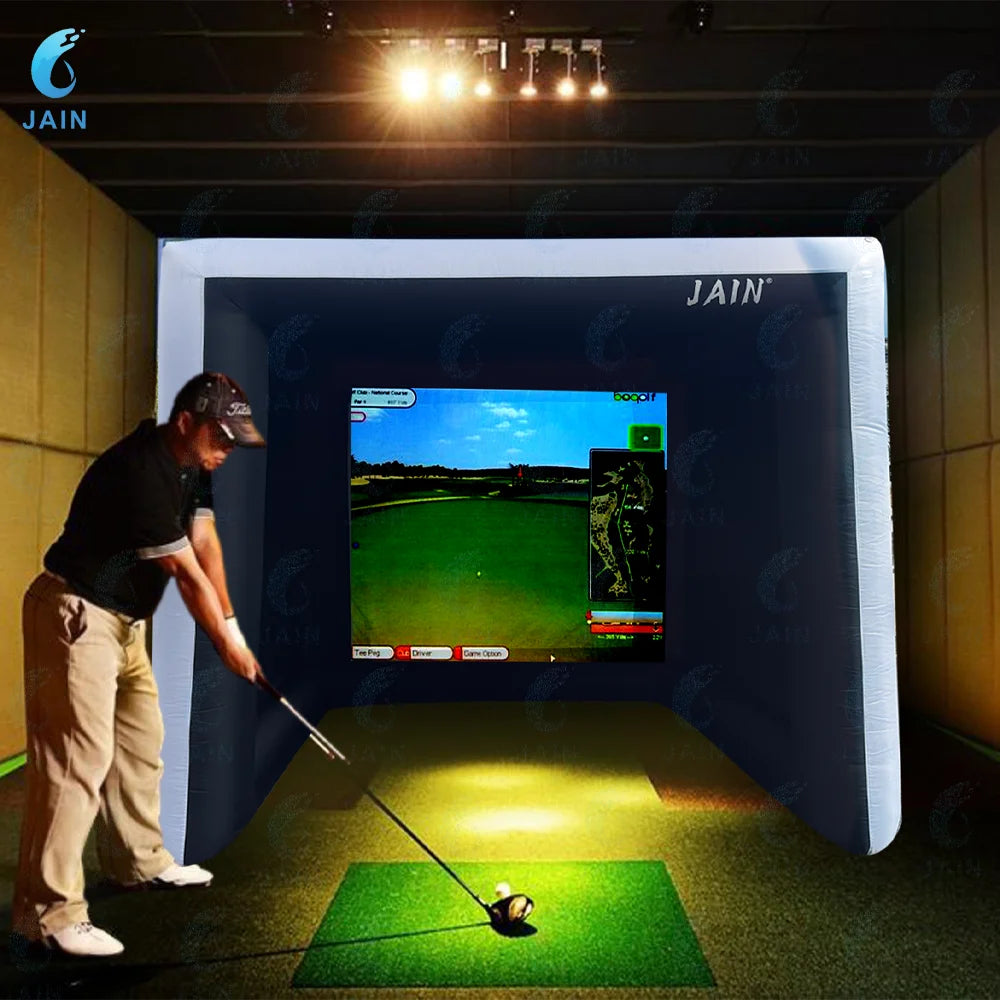 Stock！Inflatable Golf Sim Room. Golf Practice Cage with built-in fan,Oxford cloth,Golf Simulator Enclosures.