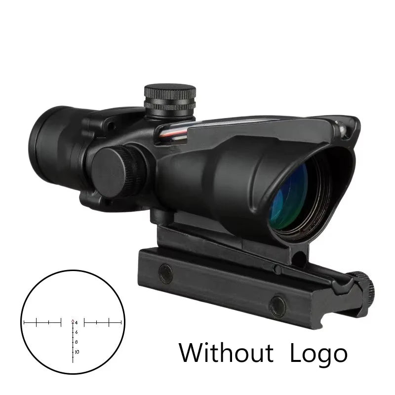 4X32 Hunting Rifle scope. Real Fiber Optics, Green, Red Dot Illuminated, Etched Optical Sight.