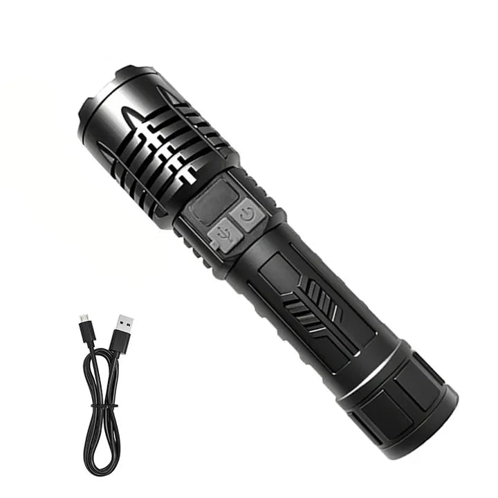 High Lumen, Waterproof Flashlight.  5 Modes, Rechargeable, Durable ABS.