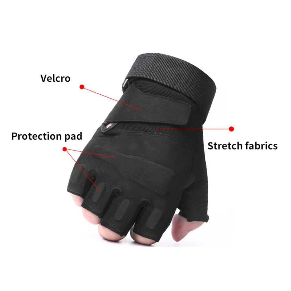 Tactical Half Finger Gloves. Motorcycle, Hunting, Shooting .