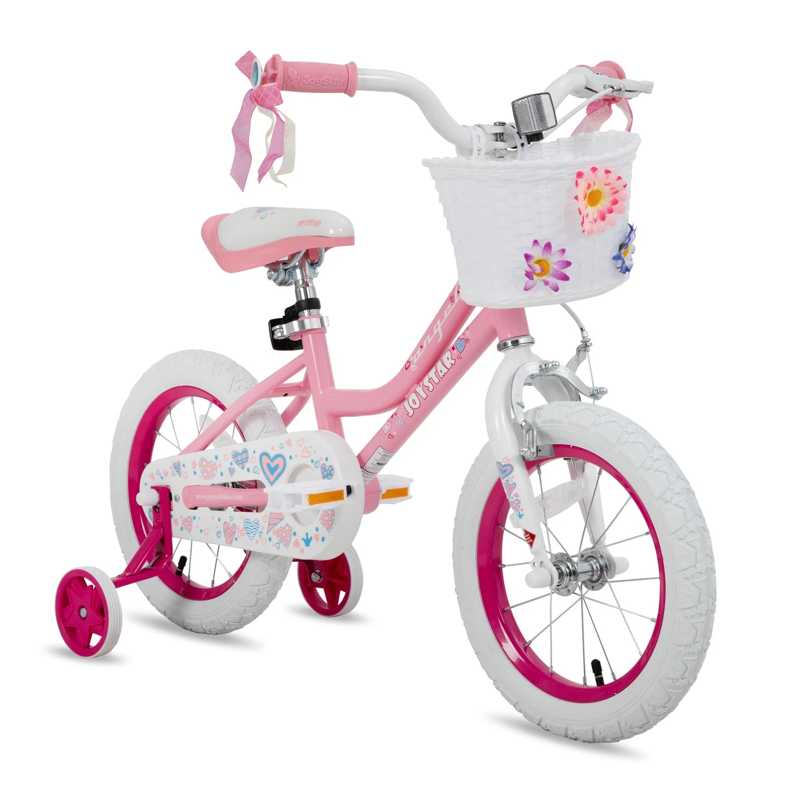 Colorful Girls Bike with Basket & Training Wheels, 12, 14, 16, 18 Inch Kids Bike - Foot Brake.